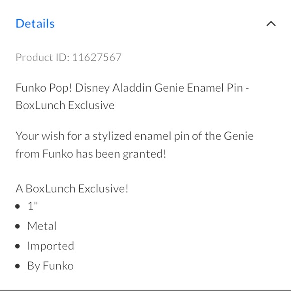 Disney Funko Pop Box Lunch Exclusive Aladdin Genie Enamel Pin - Picture 7 of 7